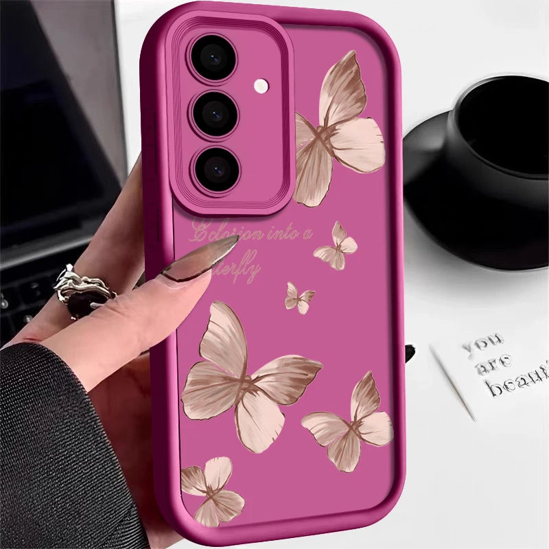 Gold Butterfly TPU Case for Samsung Galaxy S22 S23 S24 S25 S26