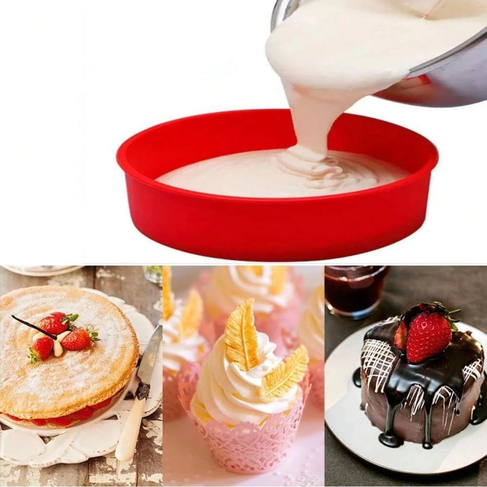 Silicone Round Cake Mold Nonstick Mousse & Dessert Baking Pan (4/6/8 Inch)
