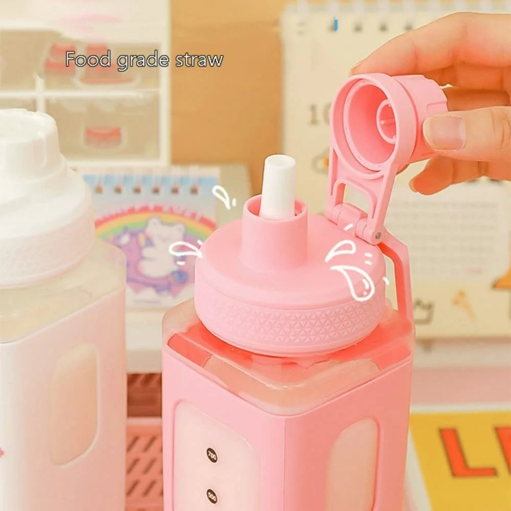Kawaii Shaker Water Bottle with Straw BPA Free Cup