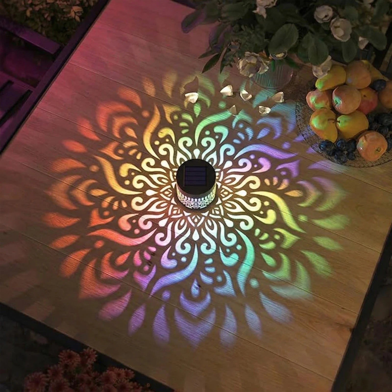 Solar Flower Fence Light Waterproof Metal Garden Wall Lantern