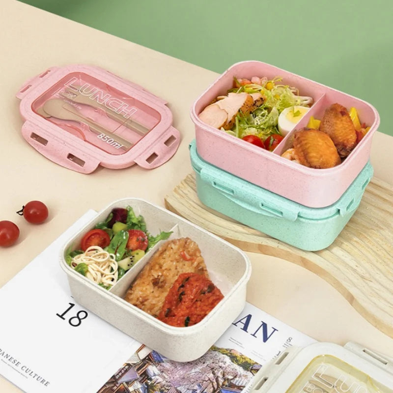 850ML Divided Lunch Box Microwave Safe Bento Food Storage Container