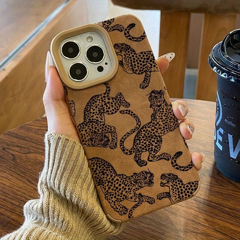 Vivid Leopard Leather Phone Case for iPhone 17 16 15 14 Pro Max Cover