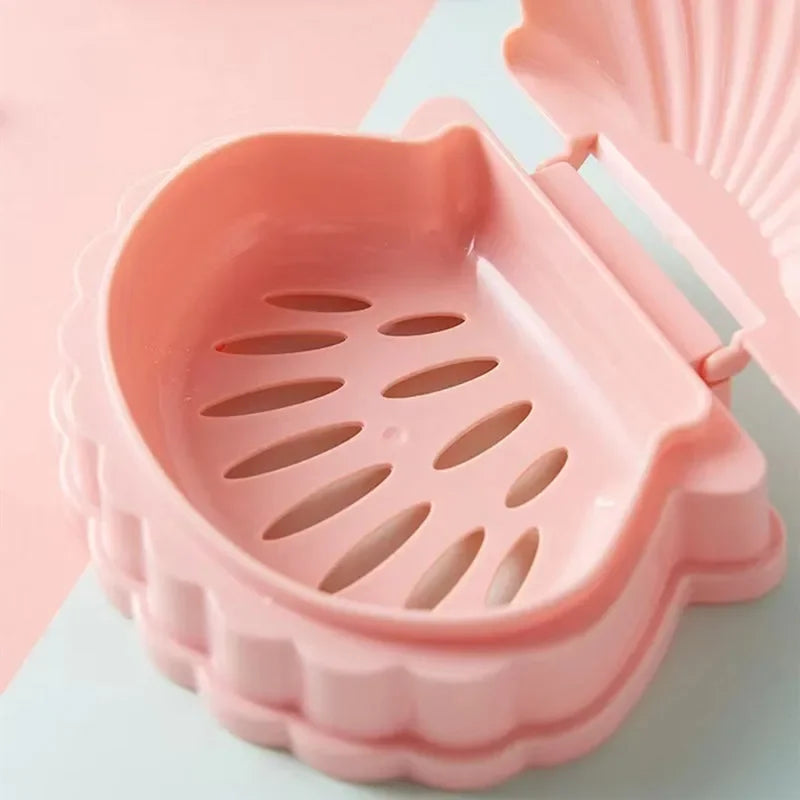 Seashell Soap Box – Double Layer Drain Soap Holder for Bathroom & Travel