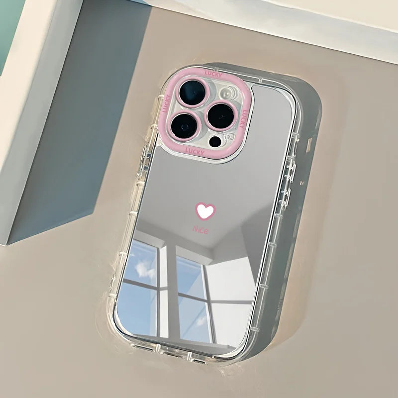Minimalist Smile Mirror Case for iPhone 17 16 15 14 13 12 11 Pro Max