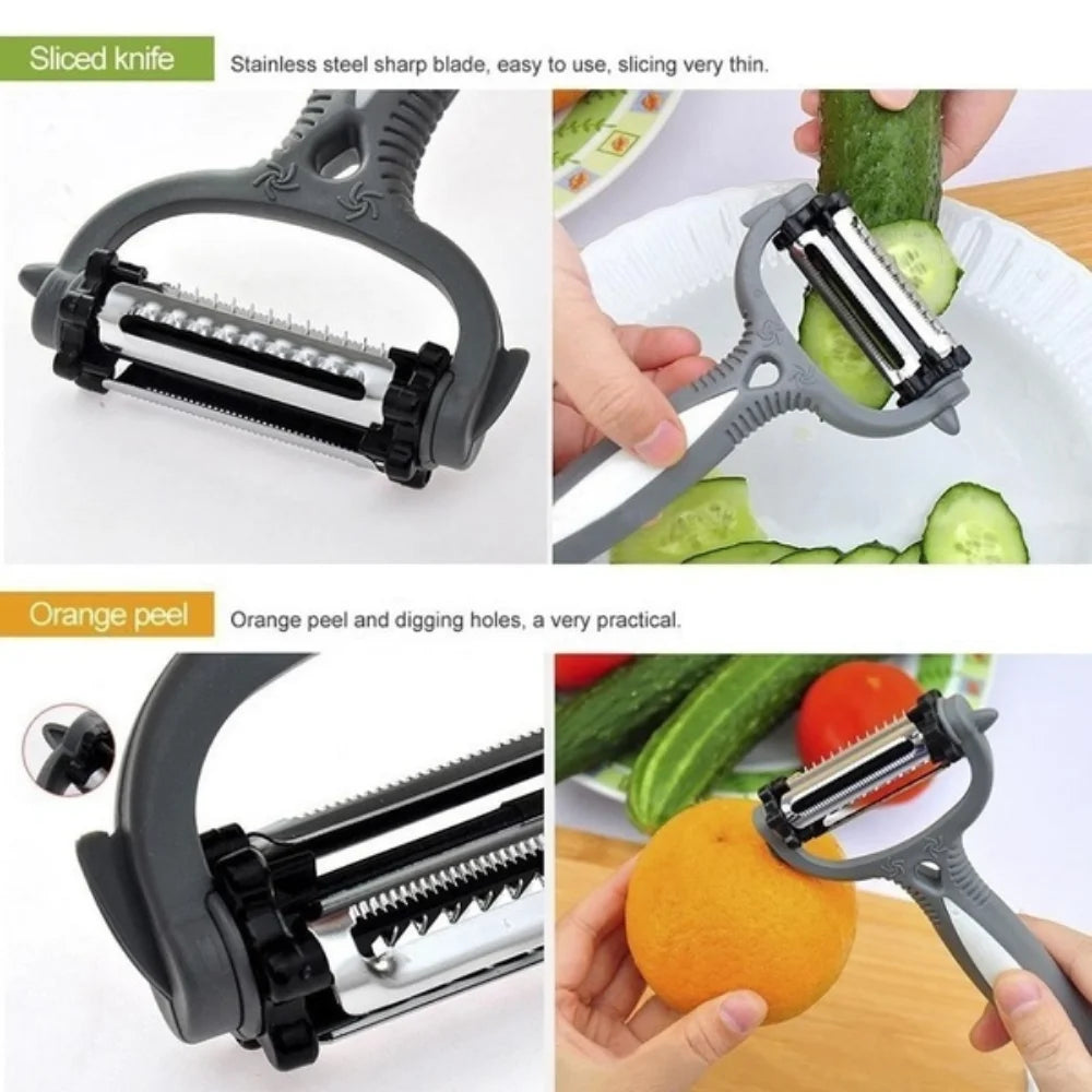 360 Degree Rotary Peeler 3-in-1 – Multifunction Vegetable & Fruit Cutter Slicer