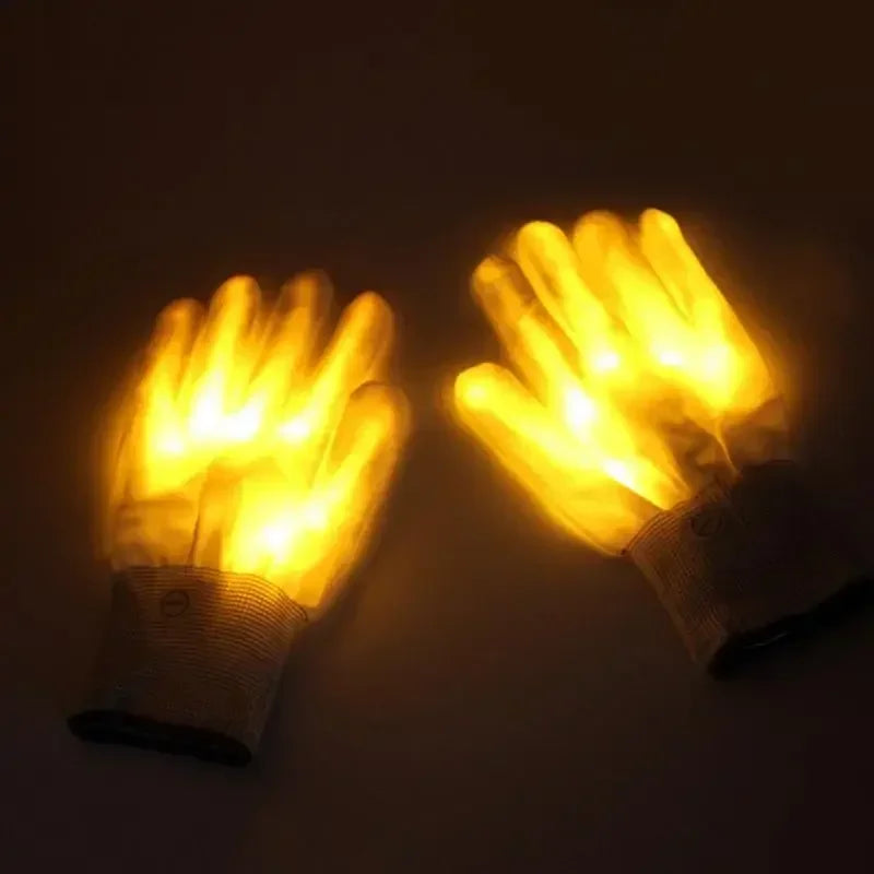 Light Up Gloves Halloween Skull Costume Party Rave Glow Gloves
