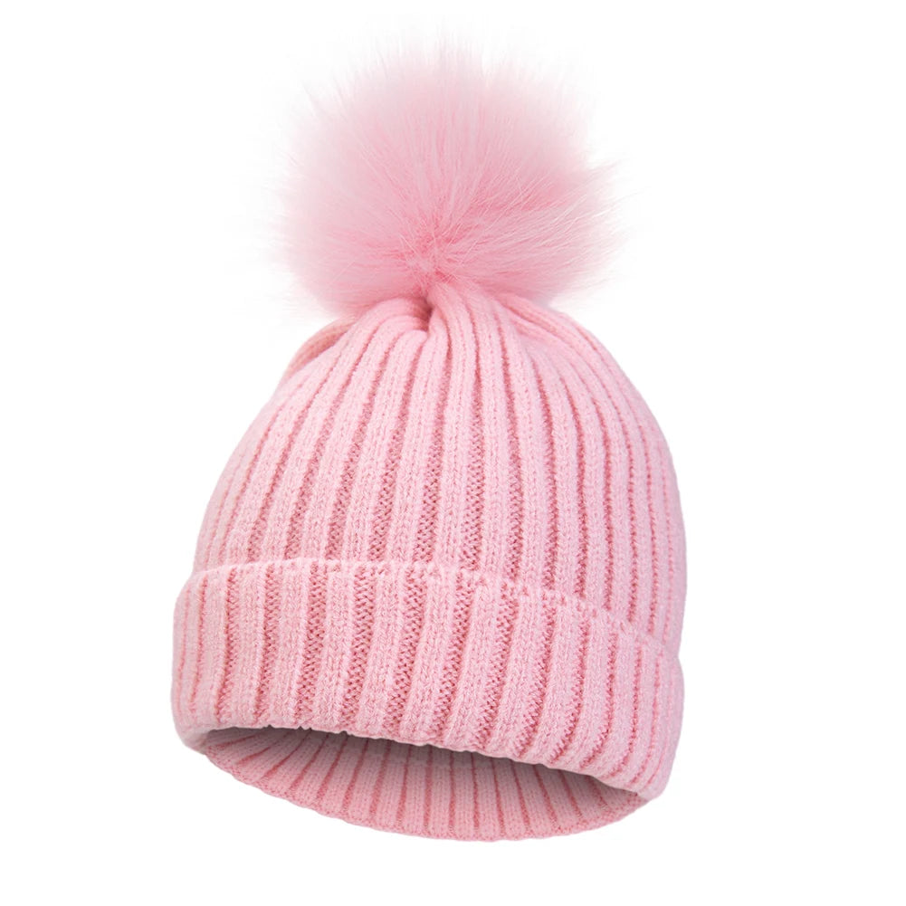 Big Pompom Baby Winter Hat Cute Knitted Beanie for Newborns