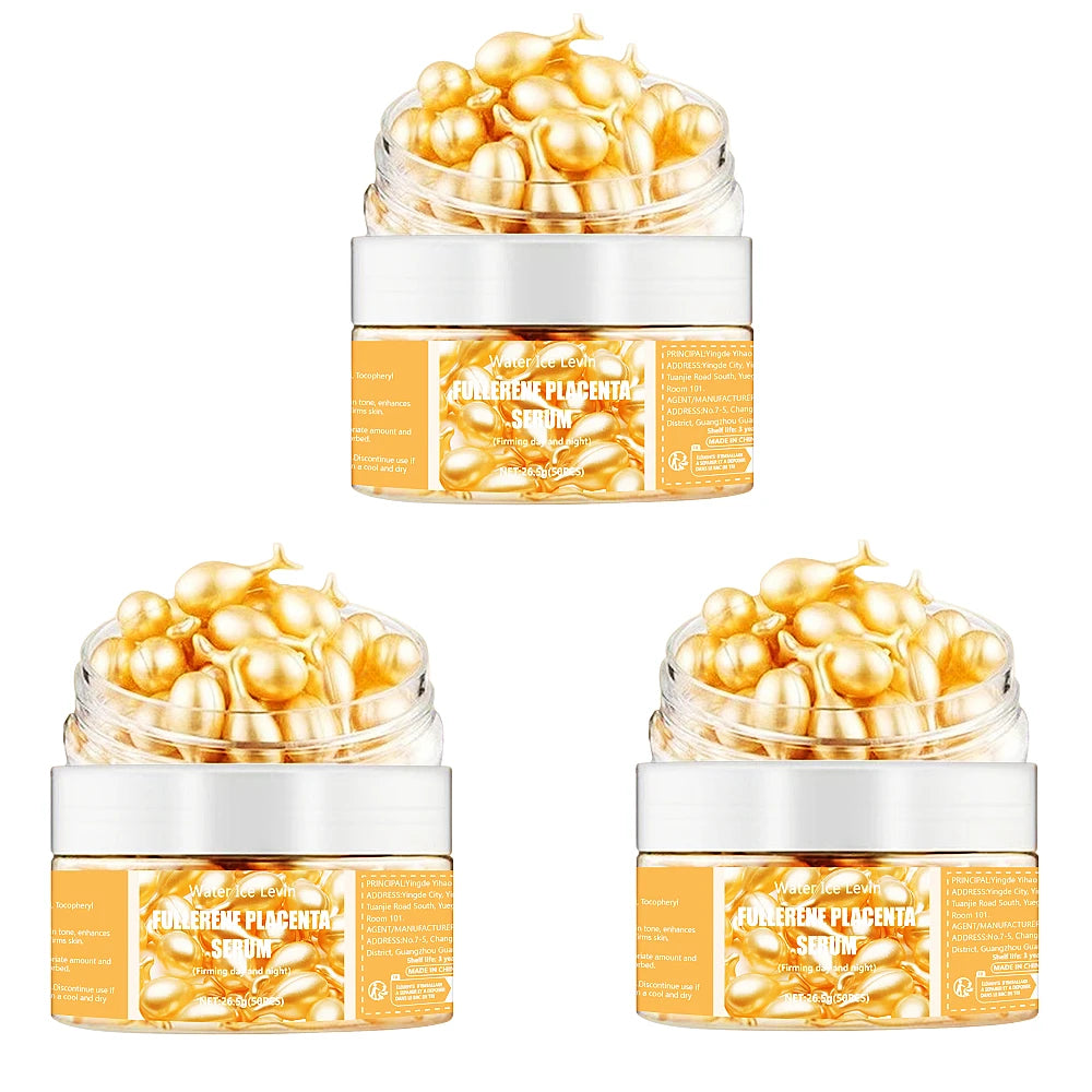 single golden capsule releasing concentrated collagen face serum essence for targeted skincare