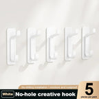 5Pcs Heavy Duty Self-Adhesive Hooks No-Drill Wall Storage Hooks