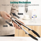 LMETJMA Silicone Kitchen Tongs Non-Stick BBQ, Steak & Pasta Serving Tool