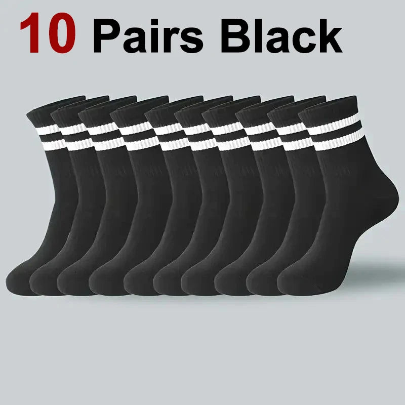 5/10/20 Pairs Solid Crew Socks Breathable Sweat-Absorbing All Season