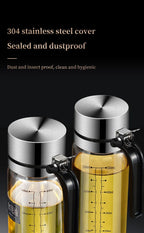 Glass Oil Bottle & Seasoning Set Leakproof Soy Sauce & Vinegar Pot