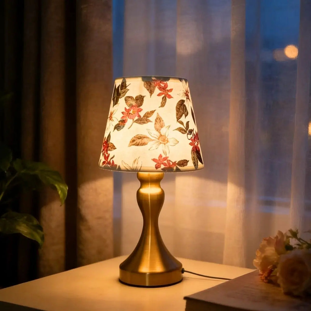 Nordic Retro Desk Lamp with Fabric Shade & USB Light