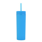 Double Wall Skinny Tumbler 473ml/480ml Cup with Straw & Lid