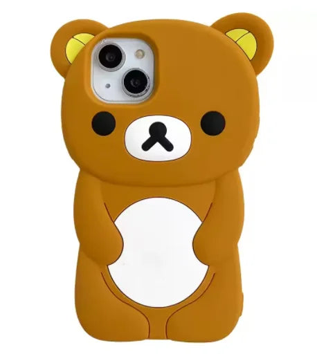 Cute Rilakkuma Bear Silicone Case for iPhone 12 13 14 15 16 17 Pro Max