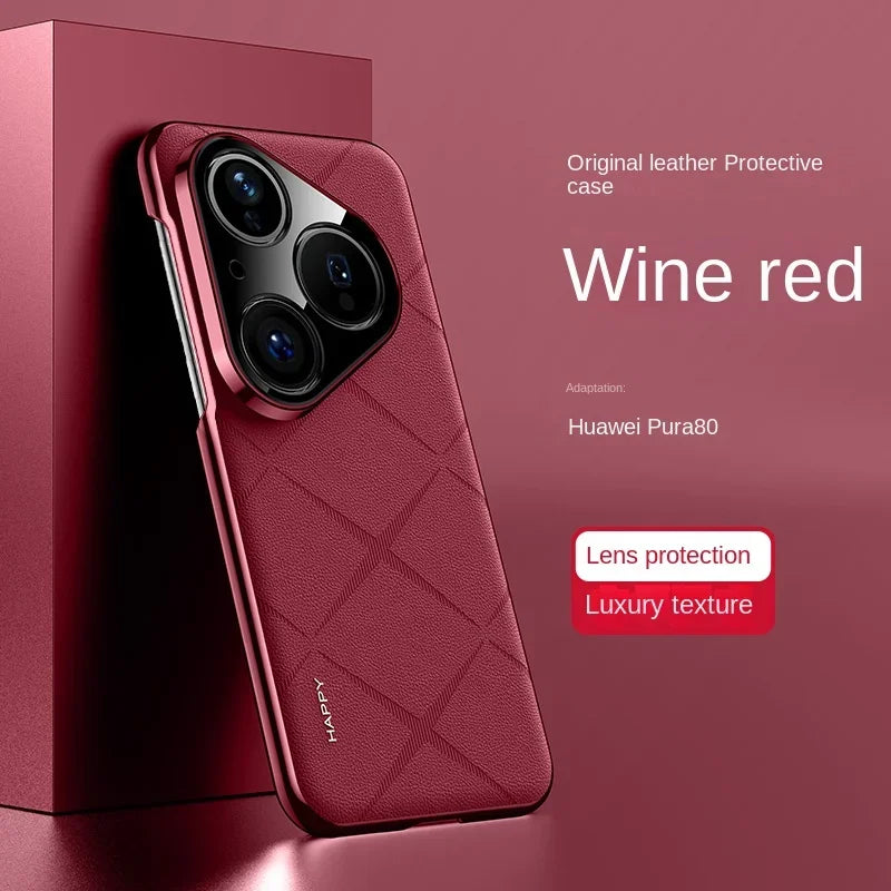 Luxury Leather Camera Protection Case for Huawei Pura 80 Ultra