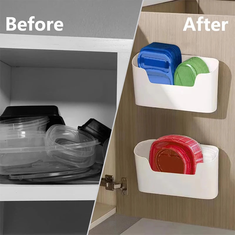 Wall-Mounted Adhesive Storage Rack Under Sink Cabinet Organizer