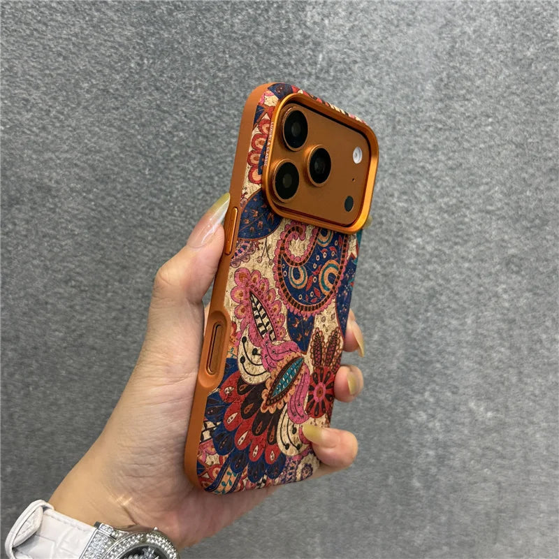 Magnetic Retro Floral Leather Magsafe Case for iPhone 17 Pro Max