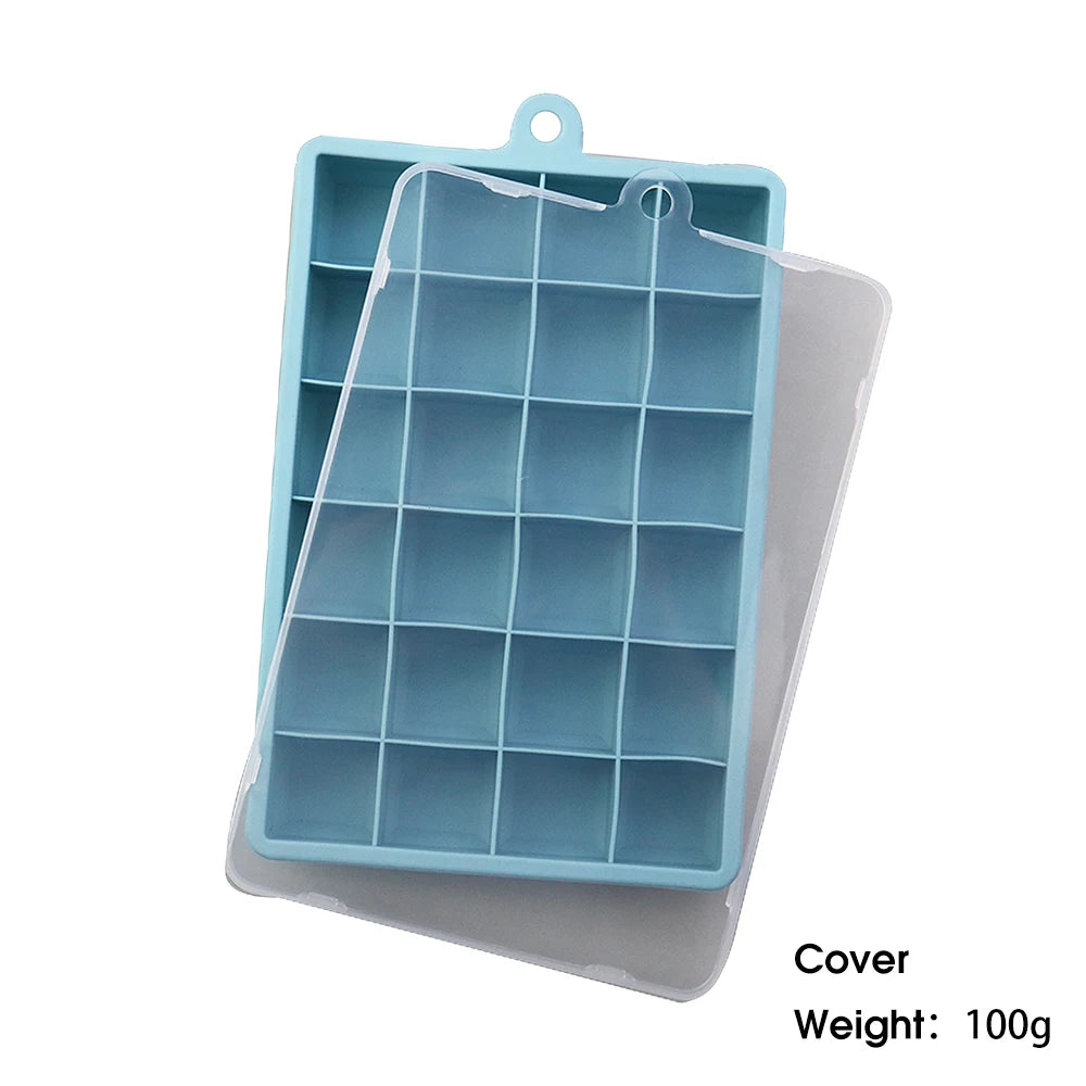 24-Hole Silicone Ice Cube Tray with Lid Square Ice Mold for Drinks & Cocktails
