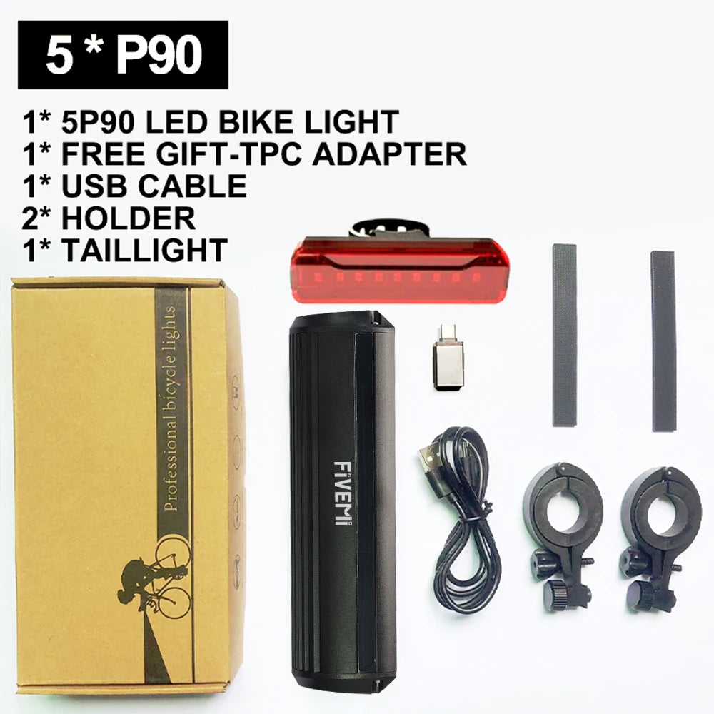 5 LED Rechargeable MTB Bike Light 10000mAh Headlight