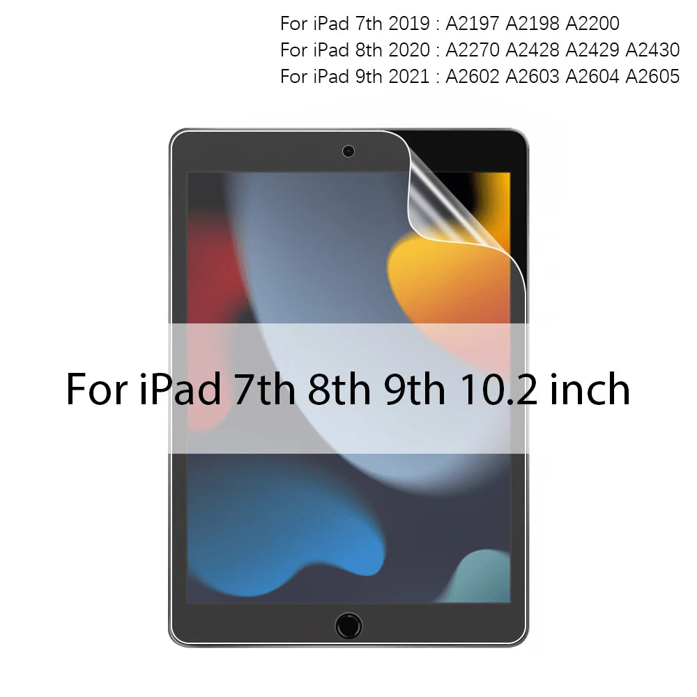 Screen protector for iPad 7th, 8th, 9th generation with model number text.
