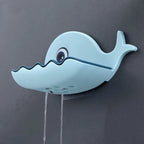 Cartoon Whale Soap Box – Wall Mounted Drain Soap Holder for Bathroom & Kitchen