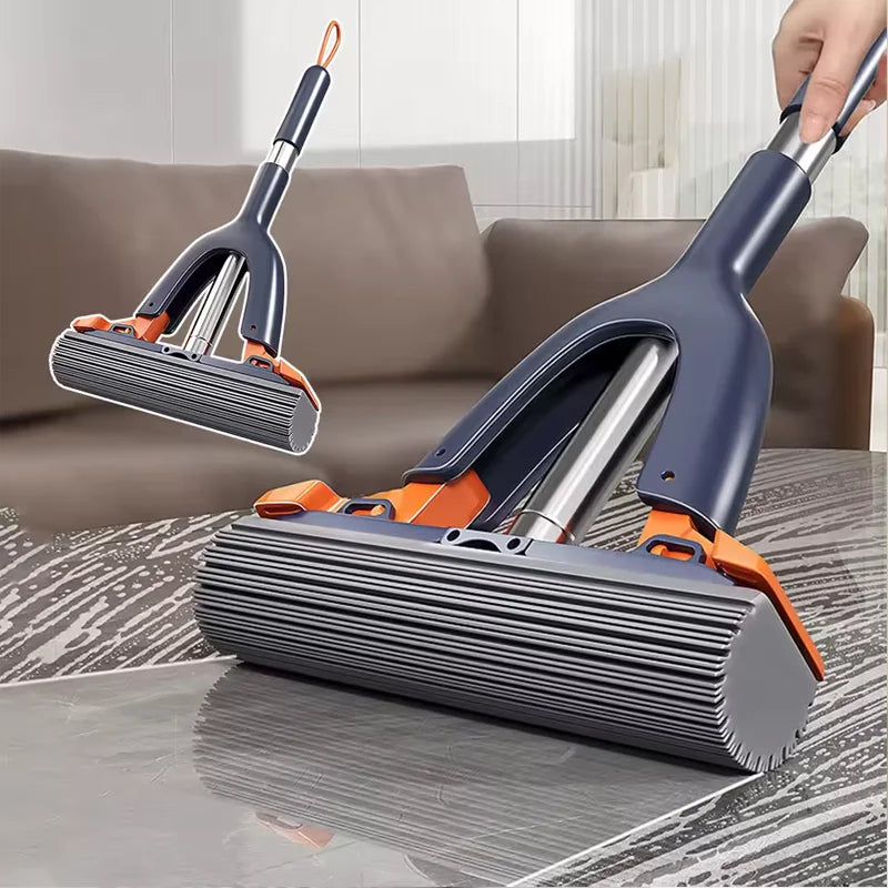 Mini Mop Self Squeeze Mop Powerful Folding Household Clean Tools No Hand Wash Strong Absorbent Mop for Bathroom Kitchen Desktop Main image