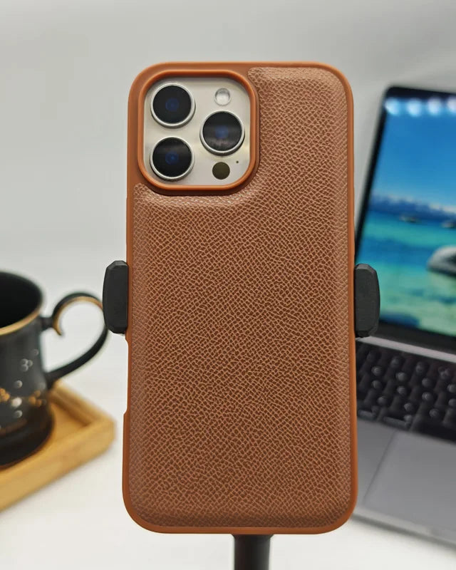 Premium Epsom Leather Case for iPhone 17 16 15 14 13 Pro Max Cover