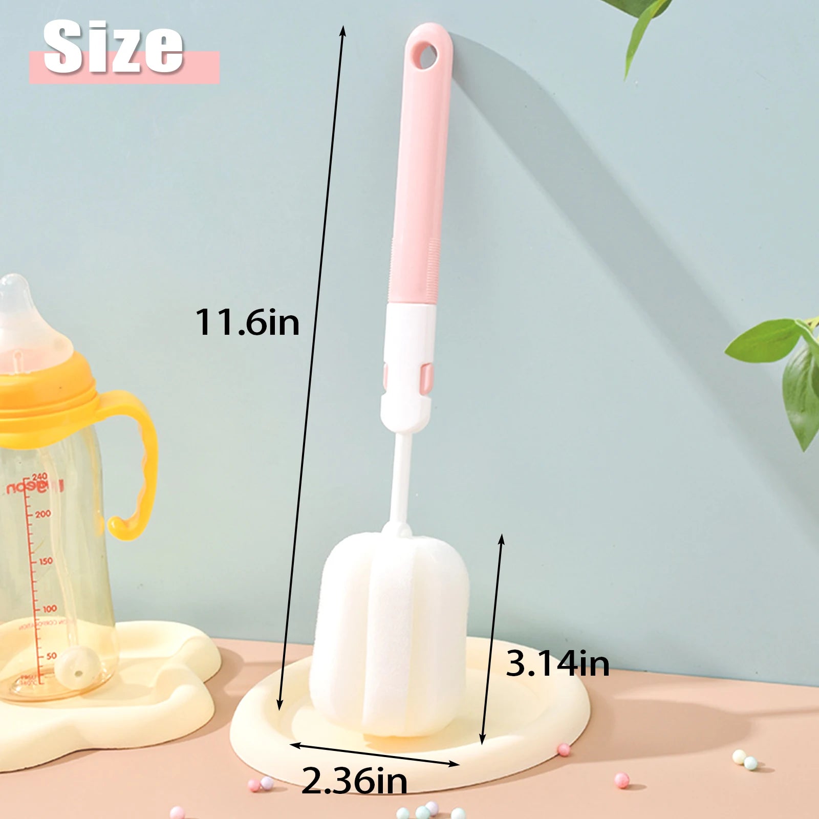 Sponge Bottle Brush Long Handle Cup Cleaner