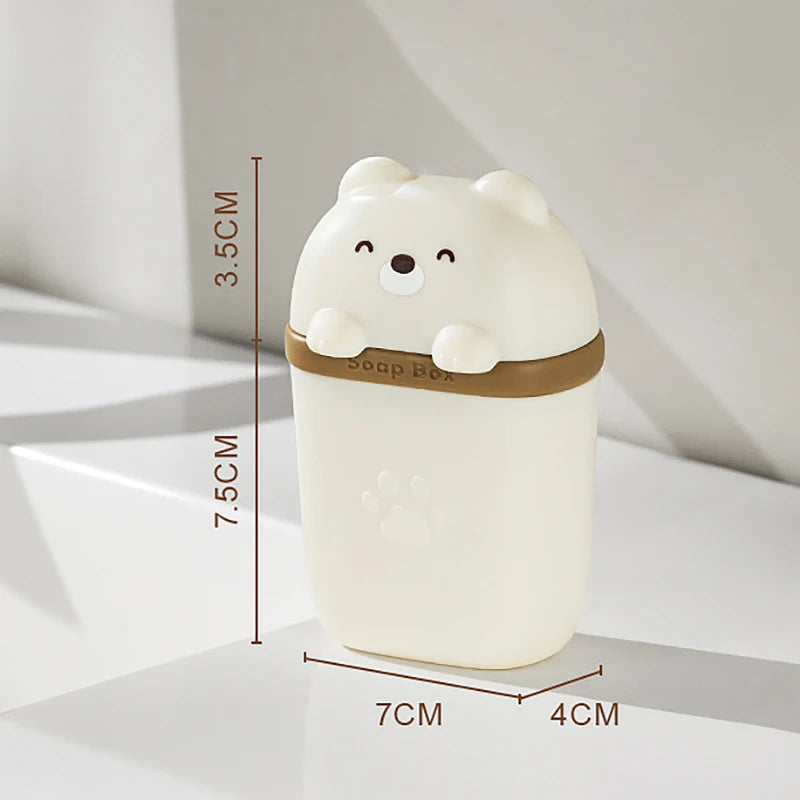 Cartoon Bear Soap Box – Waterproof Portable Travel & Bathroom Storage Case