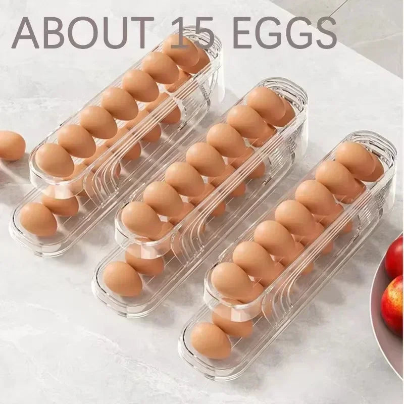 Rolling Egg Holder 2 Layer Fridge Organizer
