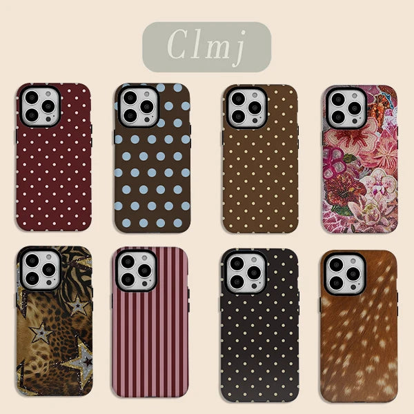 Luxury Polka Dot Case for iPhone 11 12 13 14 15 16 17 Pro Max