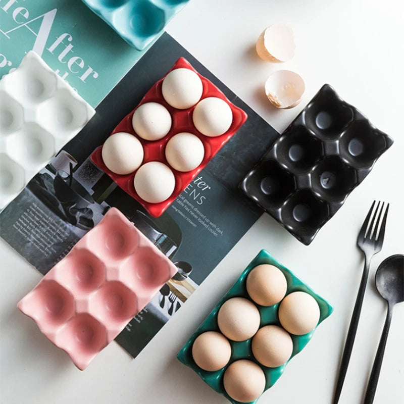 Ceramic Egg Holder 6 Grid Fridge Storage Tray Secondary image
