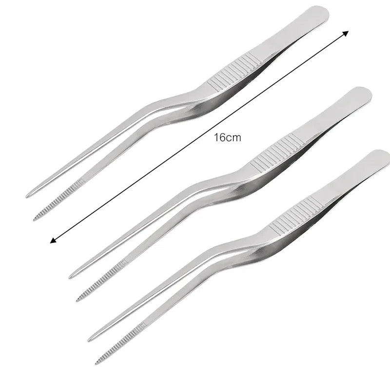 Kitchen Tweezers Stainless Steel – BBQ Food Clip & Cooking Tongs (1/3Pcs)