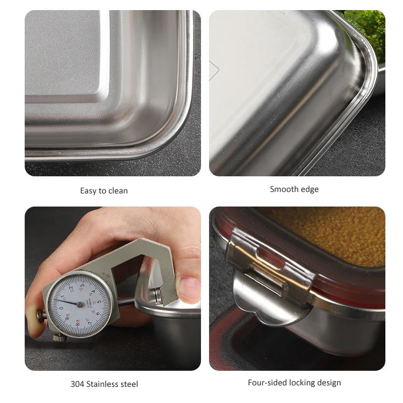 304 Stainless Steel Lunch Box Leakproof Bento Food Storage Travel Box