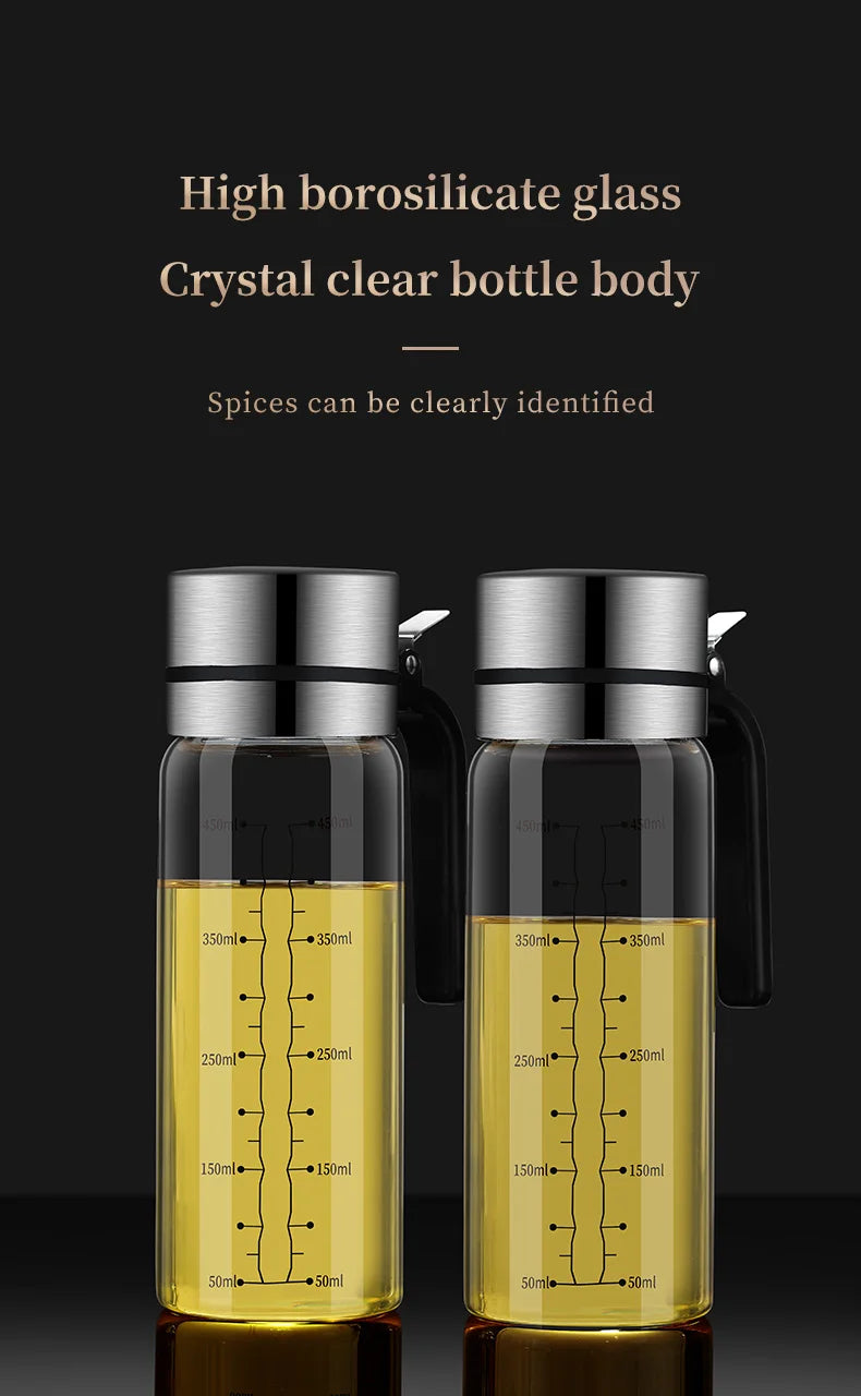 Glass Oil Bottle & Seasoning Set Leakproof Soy Sauce & Vinegar Pot