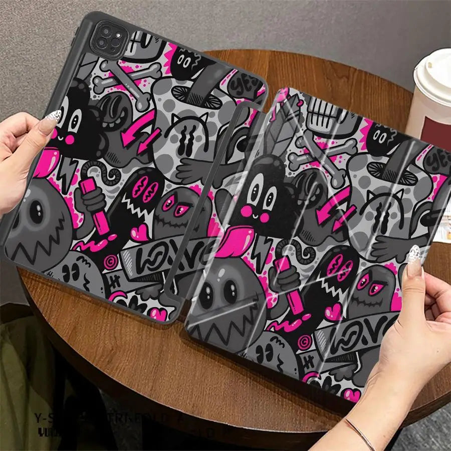 Pink Graffiti Doodle Case for iPad 10th 11th Air 4 5 Pro 11 Mini 6 7