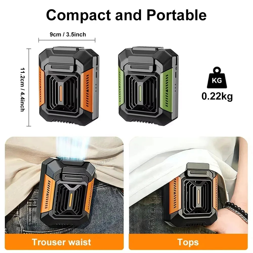 HOMFISH Belt Clip Fan Portable Wearable USB Fan & Power Bank