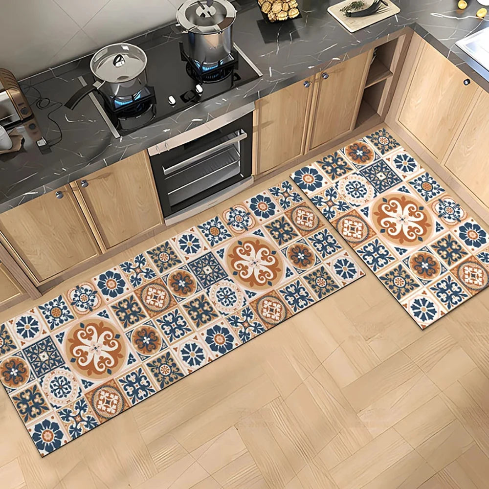 Kitchen Mat Absorbent Printed Rug Non-Slip Long Floor Carpet