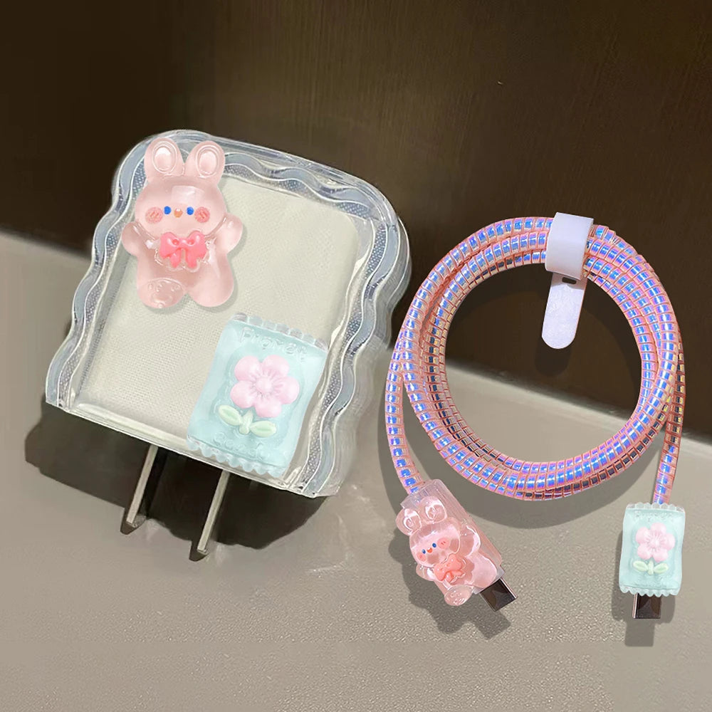 3D Pink Flower iPhone Charger Cover 18W/20W