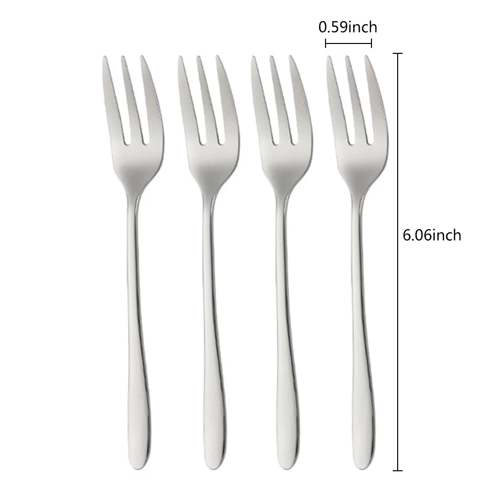 Gold Stainless Steel Fruit Fork Set Cake, Salad & Snack Cutlery (1–6Pcs)