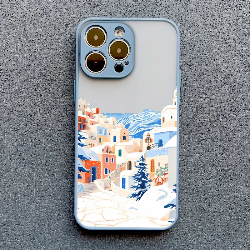 Rural Snow Scenery Phone Case for iPhone 16 15 14 13 12 11 Pro Max
