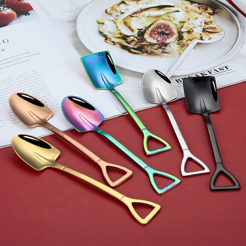 Stainless Steel Shovel Spoon – Retro Coffee, Ice Cream & Dessert Scoop