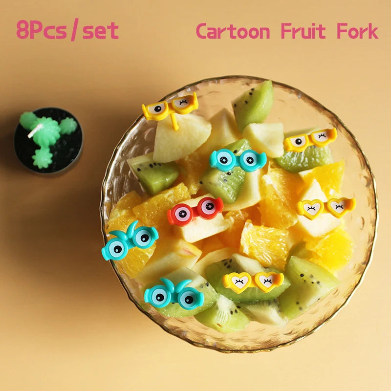 8PCS Cartoon Fruit Fork Picks Kids Bento Snack & Party Accessories Main image