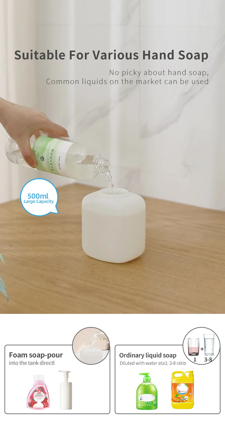 Wall Mounted Automatic Soap Dispenser 500ML Rechargeable Sensor Foam Dispenser