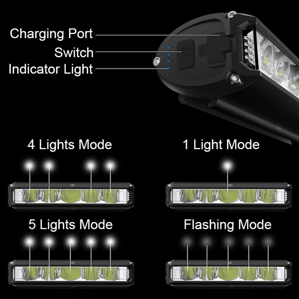 5 LED Rechargeable MTB Bike Light 10000mAh Headlight