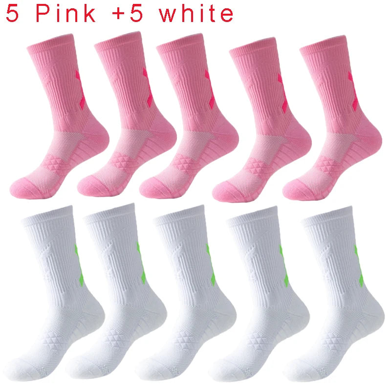 Men Cushioned Basketball Socks Long Breathable Badminton Sports Crew