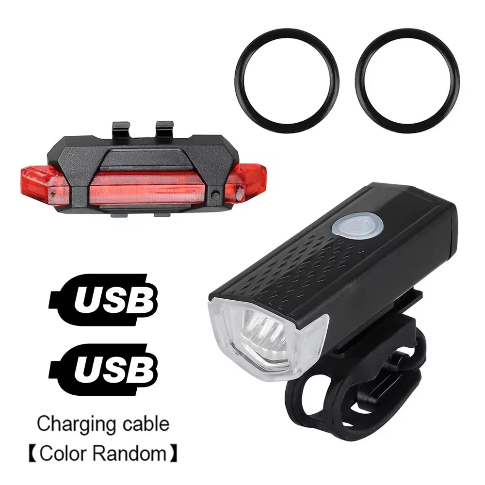 USB Rechargeable Bike Light Set with Front & Tail Light