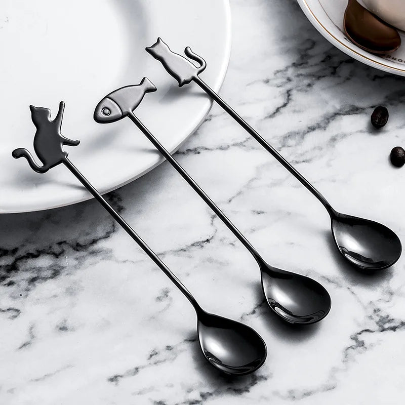 Cute Cat Coffee Spoon 304 Stainless Steel – Dessert & Ice Cream Spoon