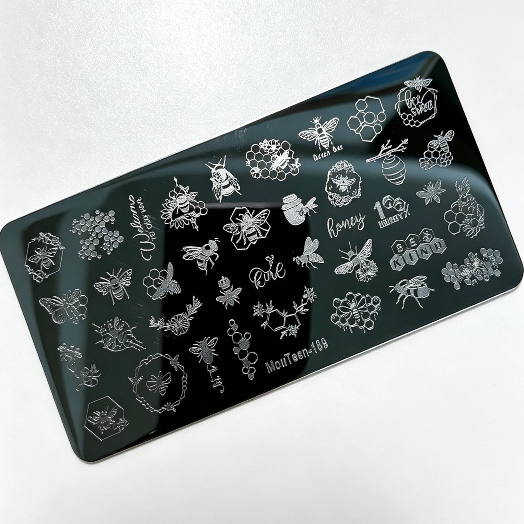 MouTeen263 Nail Stamping Plate Cursive Letter Nail Art Template